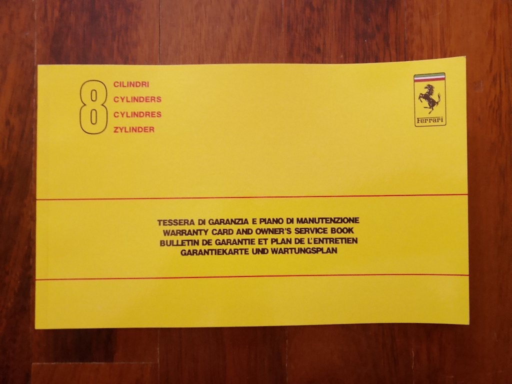 Carnet d'entretien pour Ferrari 208, 328 et 348, Envoi, Ferrari