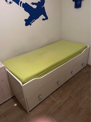 Lit simple avec 2 grands tiroirs, 90 cm, Une personne, Enlèvement, Utilisé