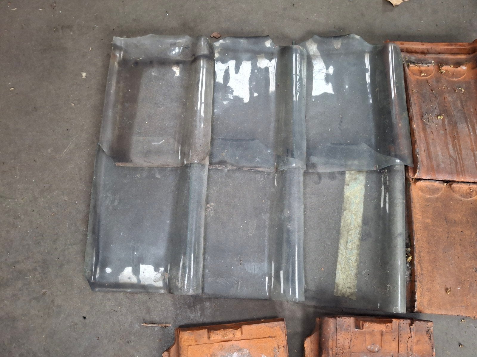 Glazen franse pannen, Doe-het-zelf en Bouw, Dakpannen en Dakbedekking, Ophalen, Gebruikt, Dakpannen