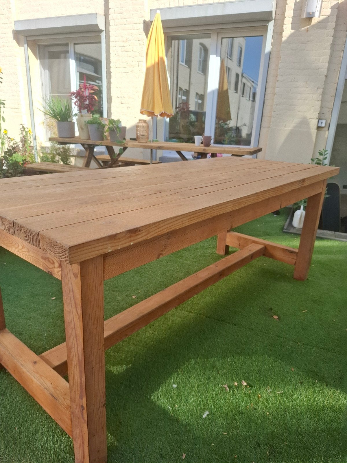 massief houten eettafel/werkbank, Ophalen