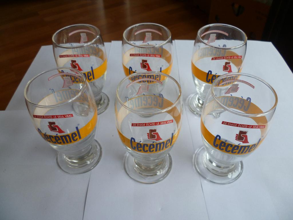 6X CECEMEL DRINKGLAZEN JAREN 80/90, Verzamelen, Merken en Reclamevoorwerpen, Ophalen of Verzenden, Zo goed als nieuw, Gebruiksvoorwerp