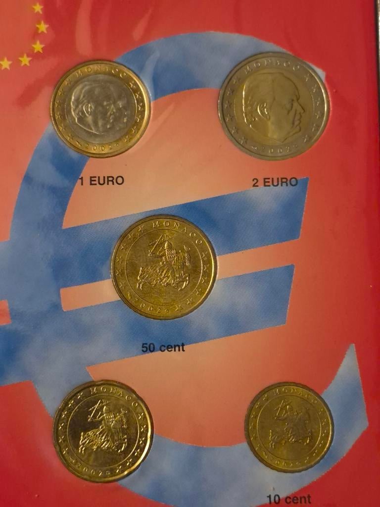 Setje van Monaco 2002 met 2€ en 1€ -50c - 20c en 10 cent, Enlèvement, Monaco, Autres valeurs, Série