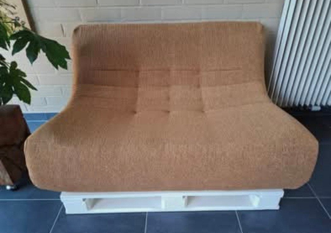 Chaise longue 2 places presque neuve + palette en bois blanc, Maison & Meubles, Enlèvement, Neuf, 100 à 125 cm, Moins de 150 cm
