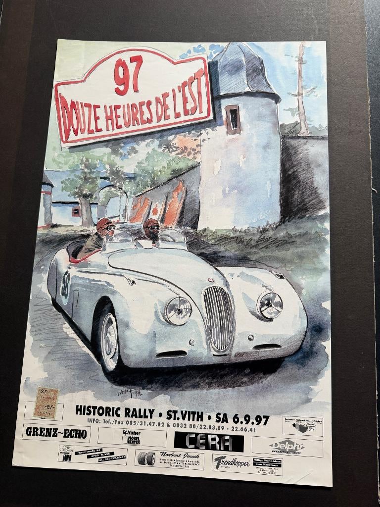 poster 1997 Douze Heures Huy rally Jaguar Sankt Vith, Ophalen of Verzenden, Auto's