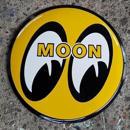 Moon eyes emaillen reclame bord veel andere garage showroom, Ophalen of Verzenden, Zo goed als nieuw, Reclamebord