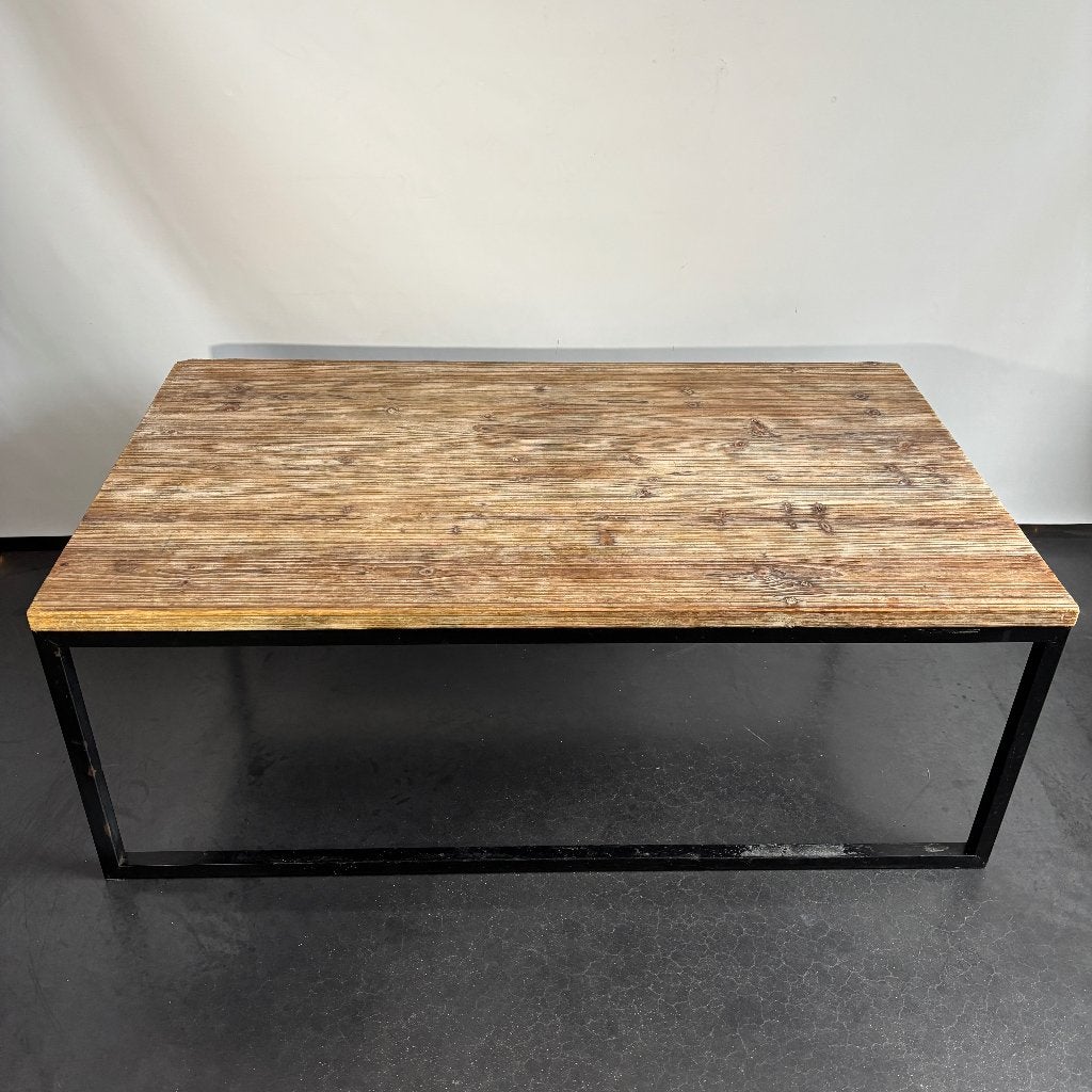 Industriële Salonstafel Hout & Metaal (120x70 cm), 100 à 150 cm, Industriële Salonstafel, Autres essences de bois, Enlèvement