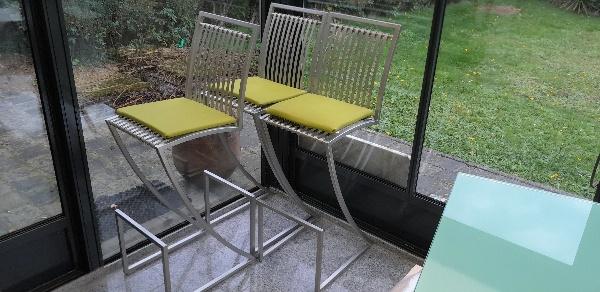 3 handgemaakte duitse design Barkrukken van Meyer Stahlmöbel, Ophalen, Met voetsteun, 60 tot 90 cm, Nieuw