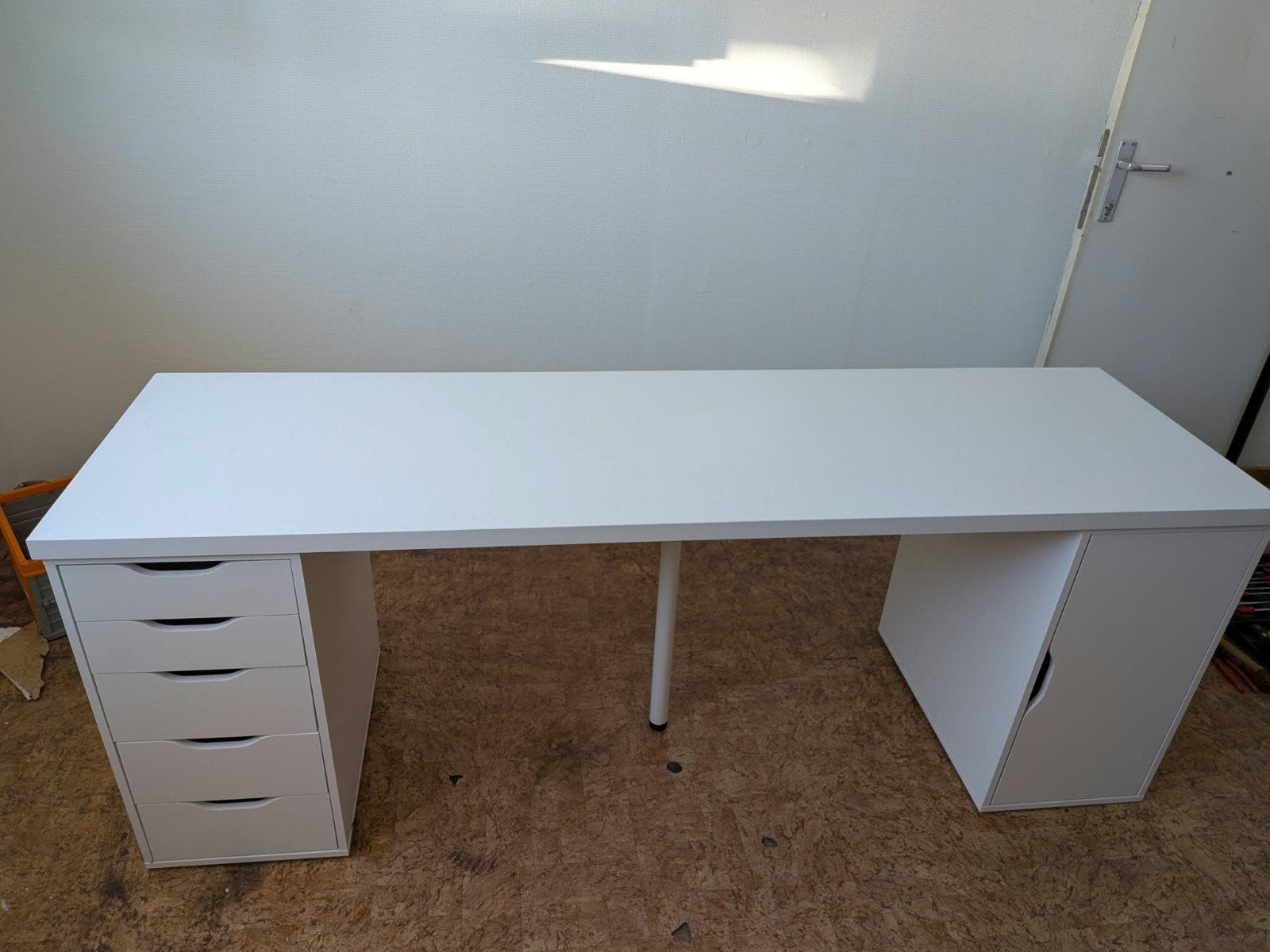 bureau, lagkapten/alex serie, wit, met ladeblok en kastblok, Enlèvement, Comme neuf, IKEA, Blanc
