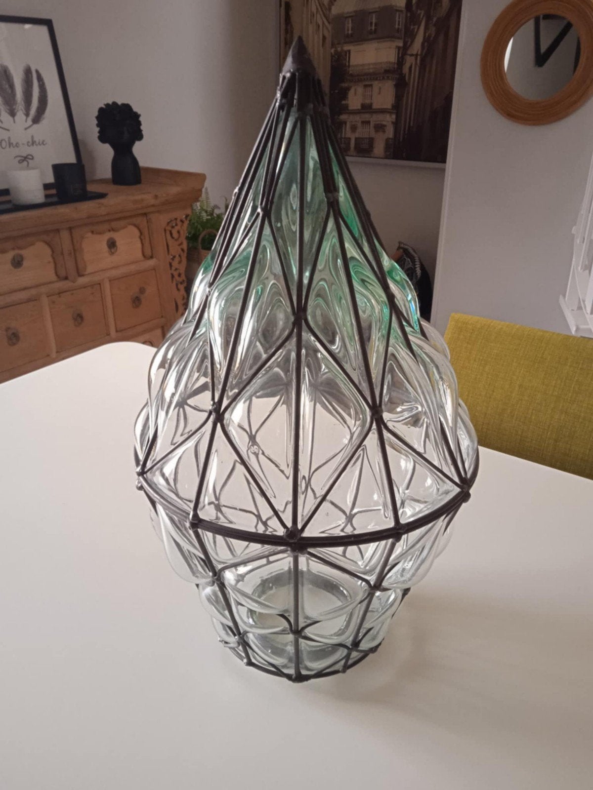 ancienne décoration en verre et fer forgé, Maison & Meubles, Enlèvement, Verre