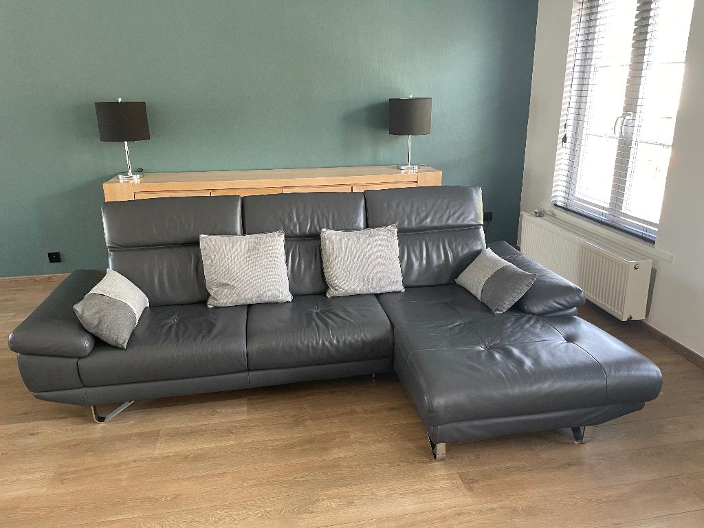 Grijs lederen salon Natuzzi, Ophalen, 250 tot 300 cm, Gebruikt, Vierpersoons of meer