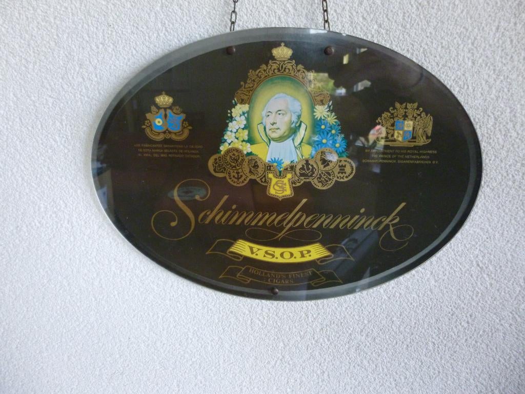 RECLAME HANGER PLEXIGLAS"SCHIMMELPENNINCK SIGAREN"JAREN 60, Ophalen of Verzenden, Zo goed als nieuw, Reclamebord