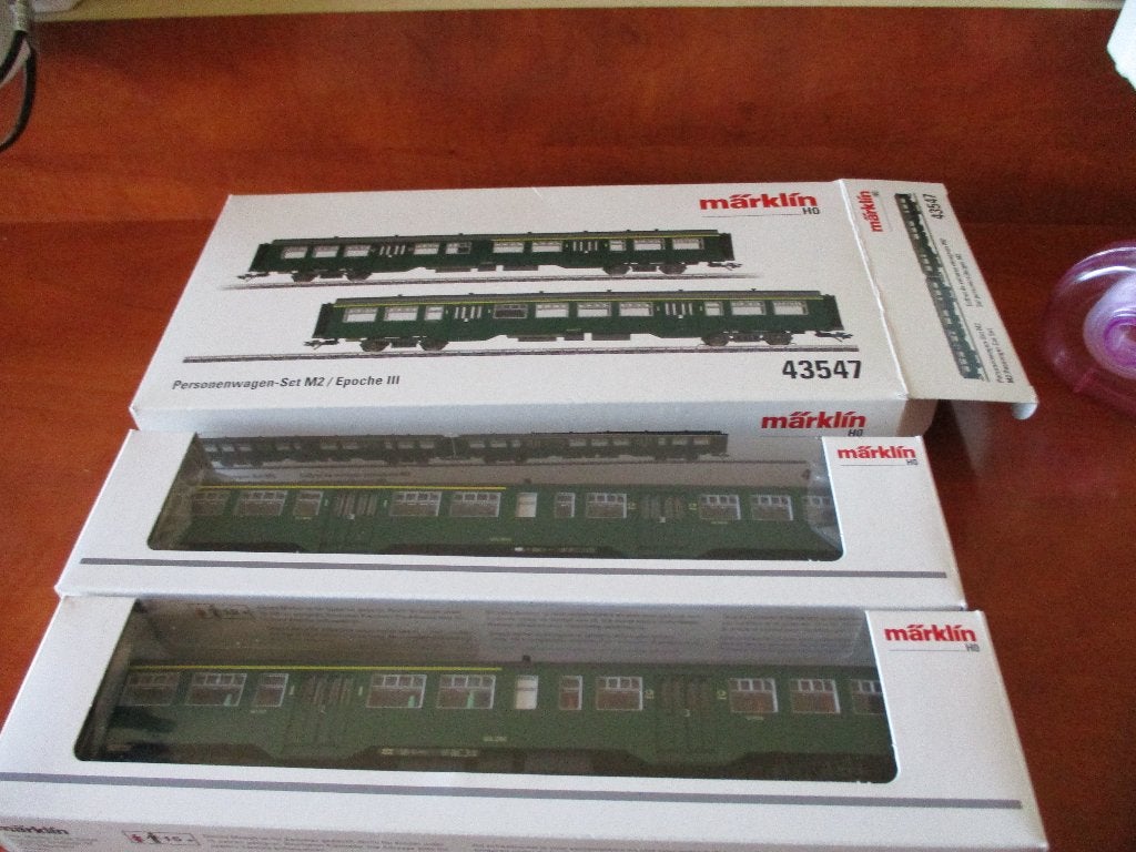 Märklin HO NMBS SNCB M2 2 rijtuigen met binnenverlichting, Wisselstroom, Treinset, Nieuw, Ophalen of Verzenden