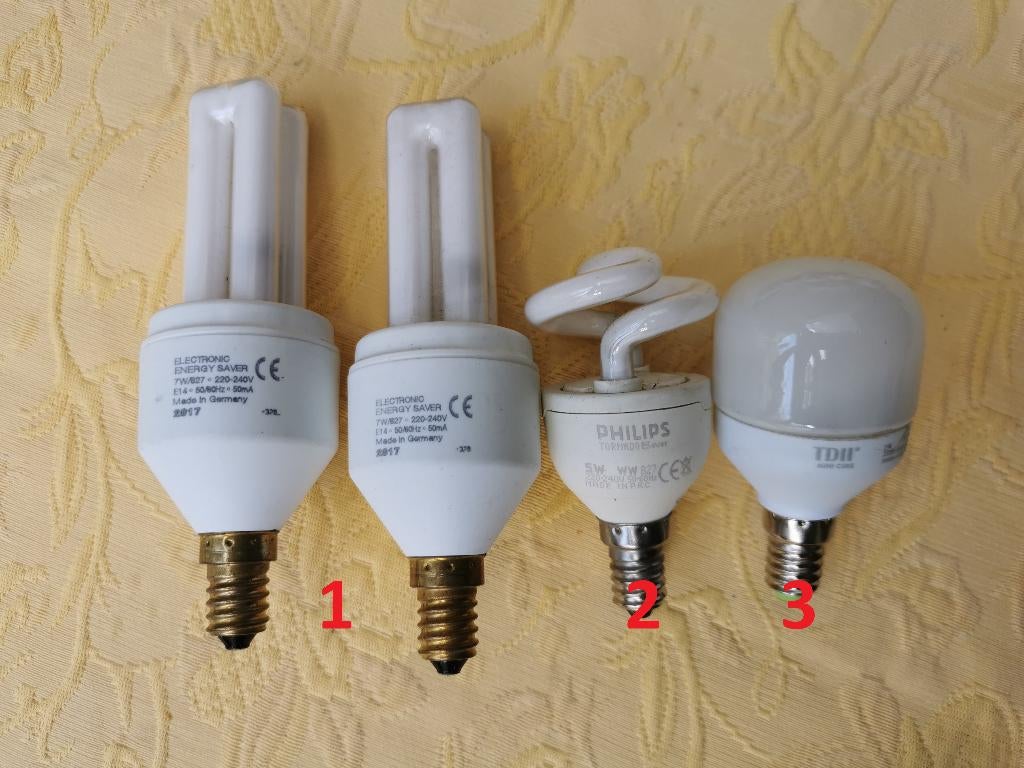 Spaarlampen - energiezuinig fitting E14 lamp - Prijs / stuk., Ophalen of Verzenden, Zo goed als nieuw, E14 (klein), Spaarlamp