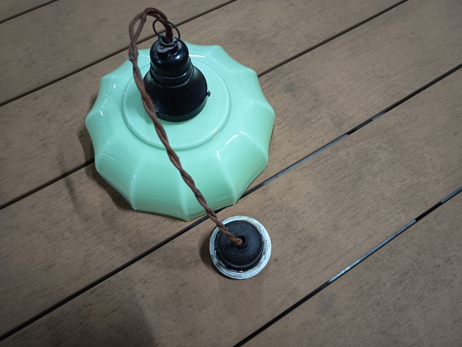 Mintgroene art deco plafondlamp, Antiek en Kunst, Ophalen