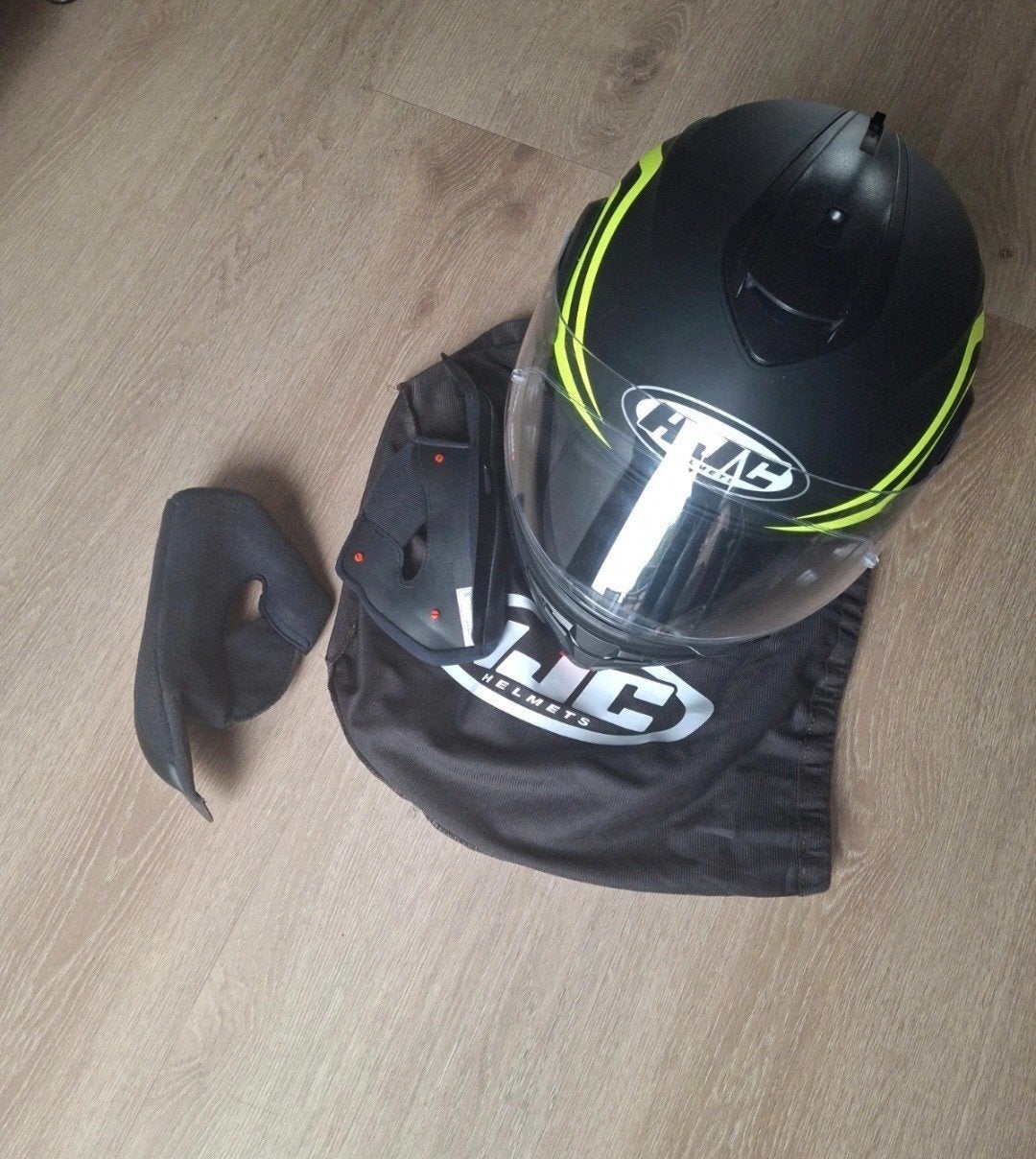 HJC Max II Systeemhelm - Matzwart/Neon Geel - Maat L (59), Motoren, Kleding | Motorhelmen, Ophalen of Verzenden, L, Systeemhelm