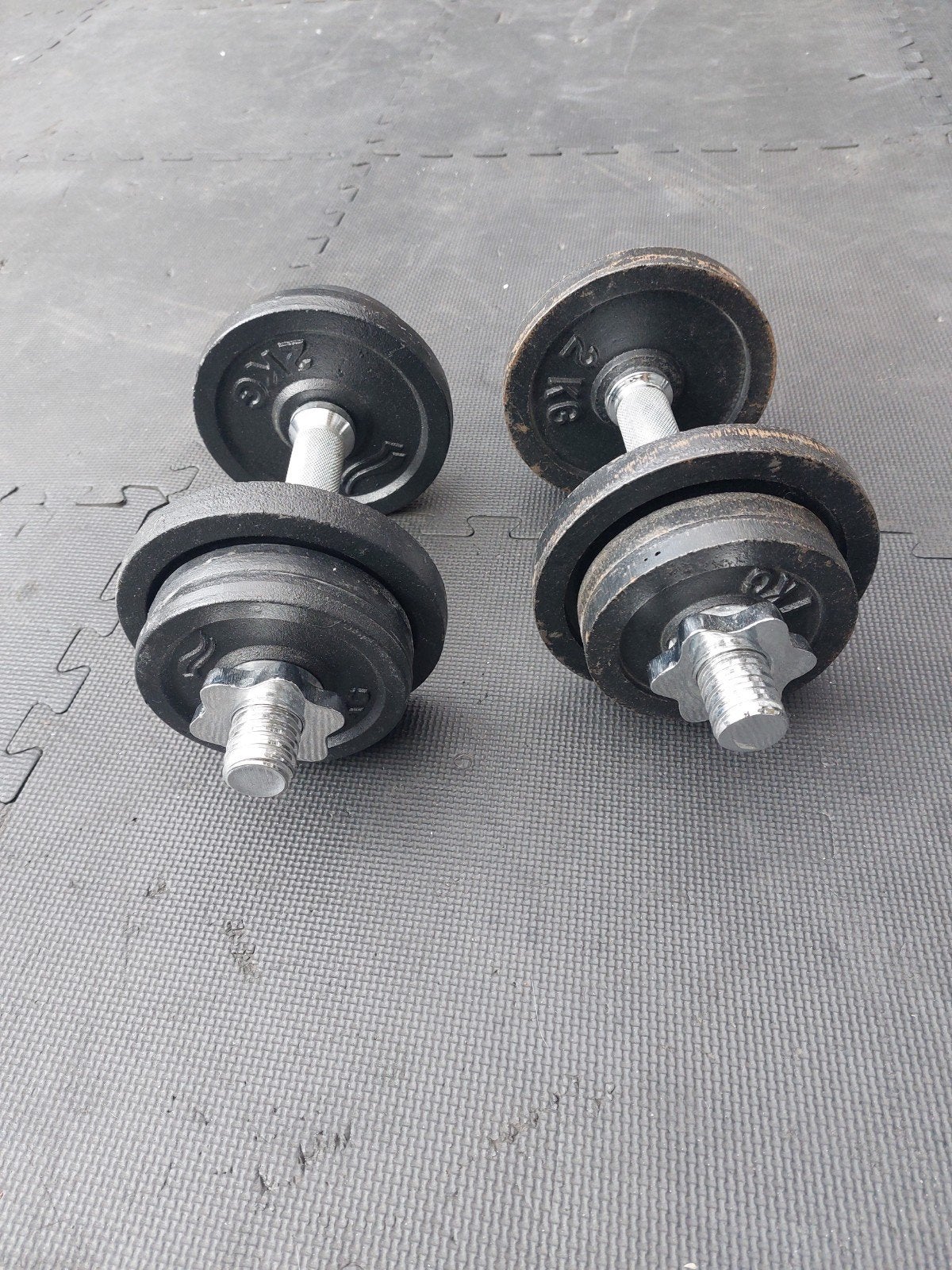 dumbells set, Sport en Fitness, Fitnessmaterialen, Ophalen, Gebruikt, Benen, Dumbbell