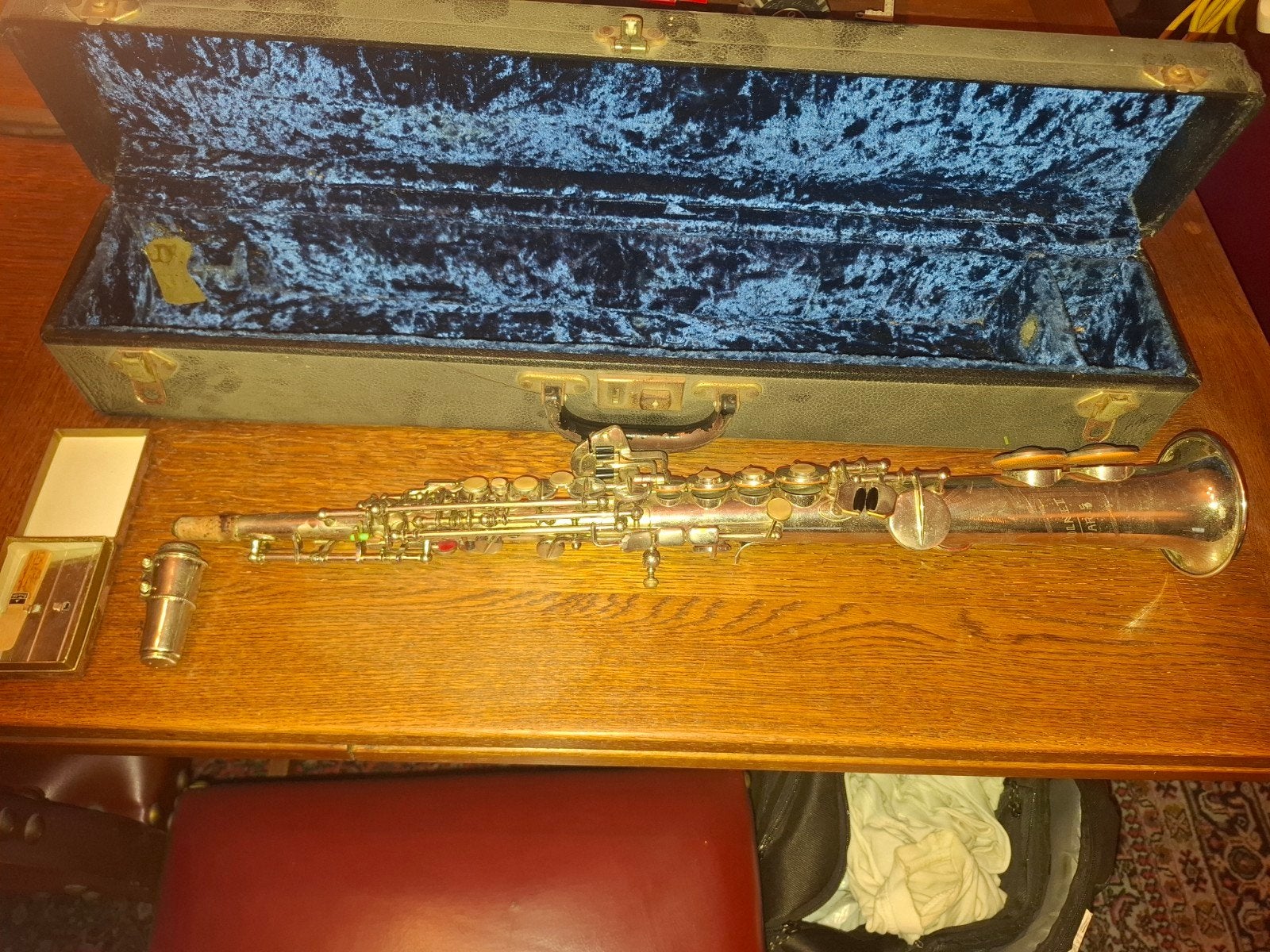 oude sopraan saxofoon, Muziek en Instrumenten, Blaasinstrumenten | Saxofoons, Ophalen, Sopraan