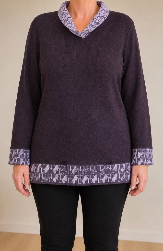 Pull pour femme (aubergine, finition lilas) taille XXL, ANDERE, Enlèvement ou Envoi, Autres couleurs, Pull ou Veste
