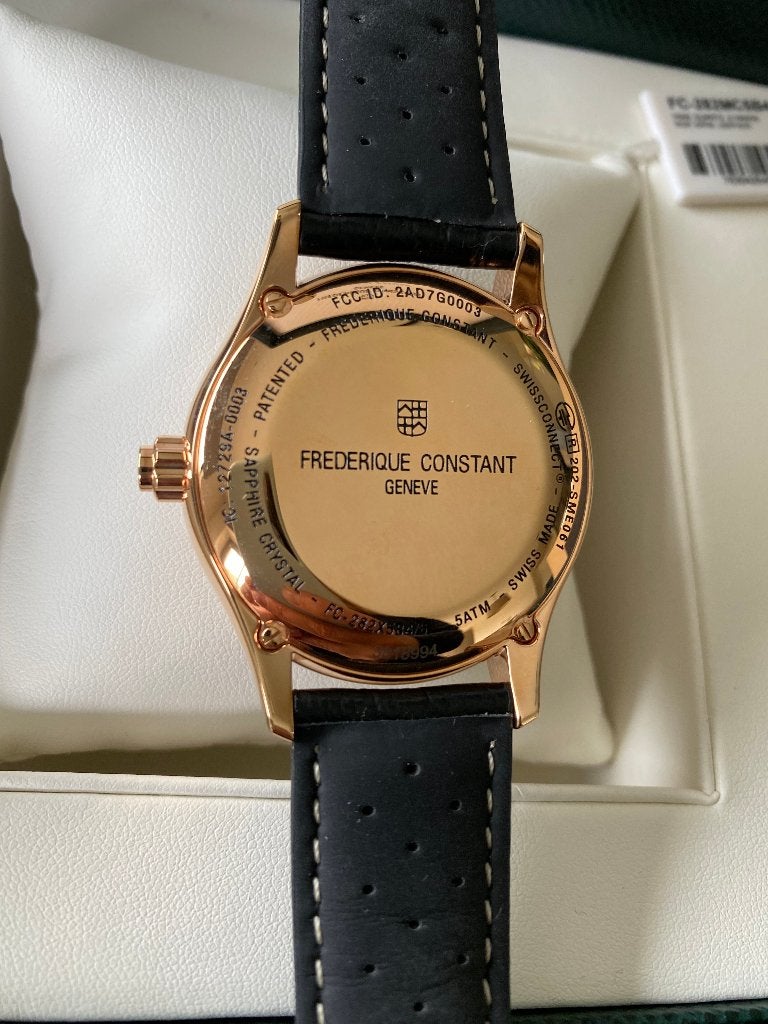 Montre Frédérique Constant - Bracelet en cuir noir, Cuir, Enlèvement, Autres matériaux, Neuf