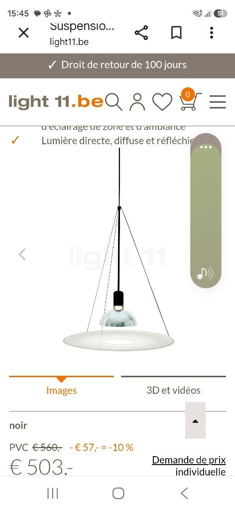 Flos Frisbi zilveren hanglamp, Huis en Inrichting, Lampen | Hanglampen, Zo goed als nieuw, Overige materialen, E27 (groot), Ophalen