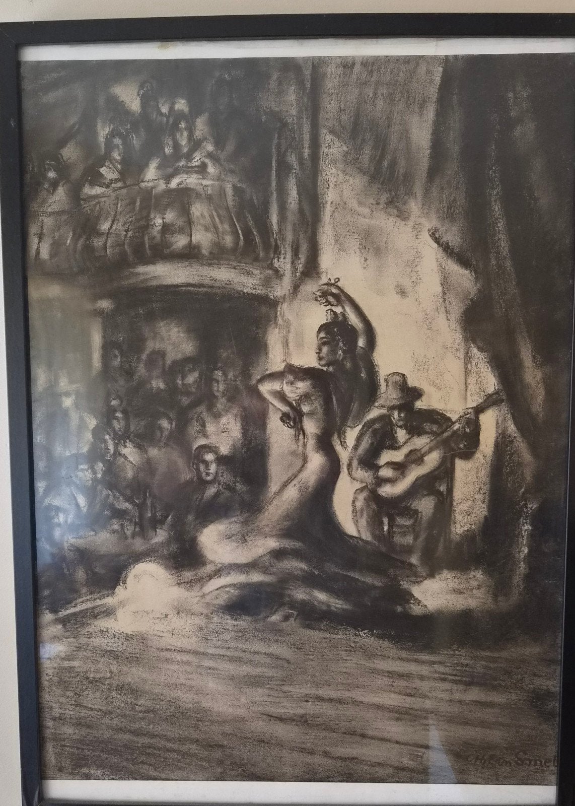 Houtskool „Flamencodanser” van Charles Ernest Smets, Ophalen
