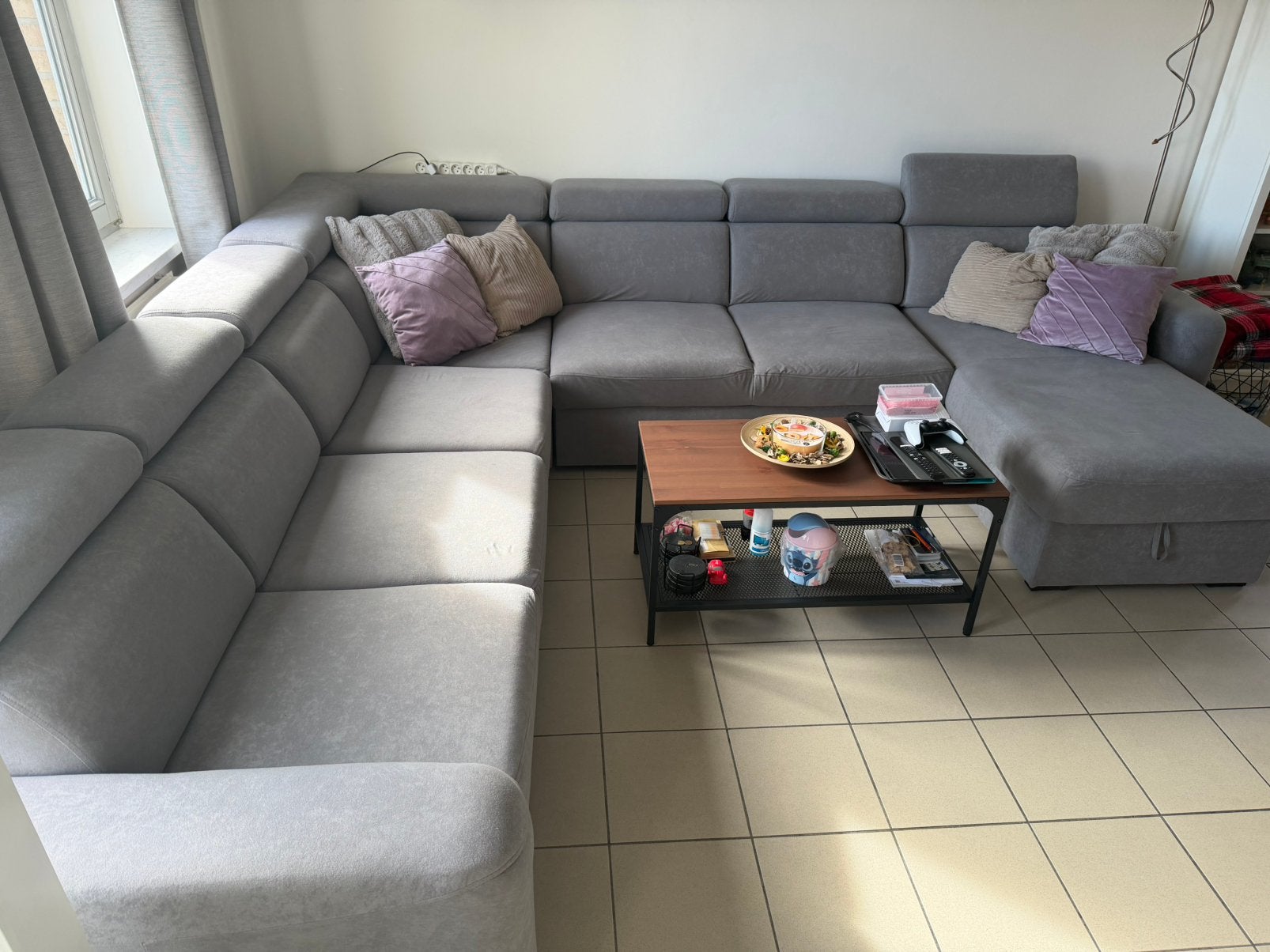 Grijze zetel van seats en sofa, Ophalen, Zo goed als nieuw