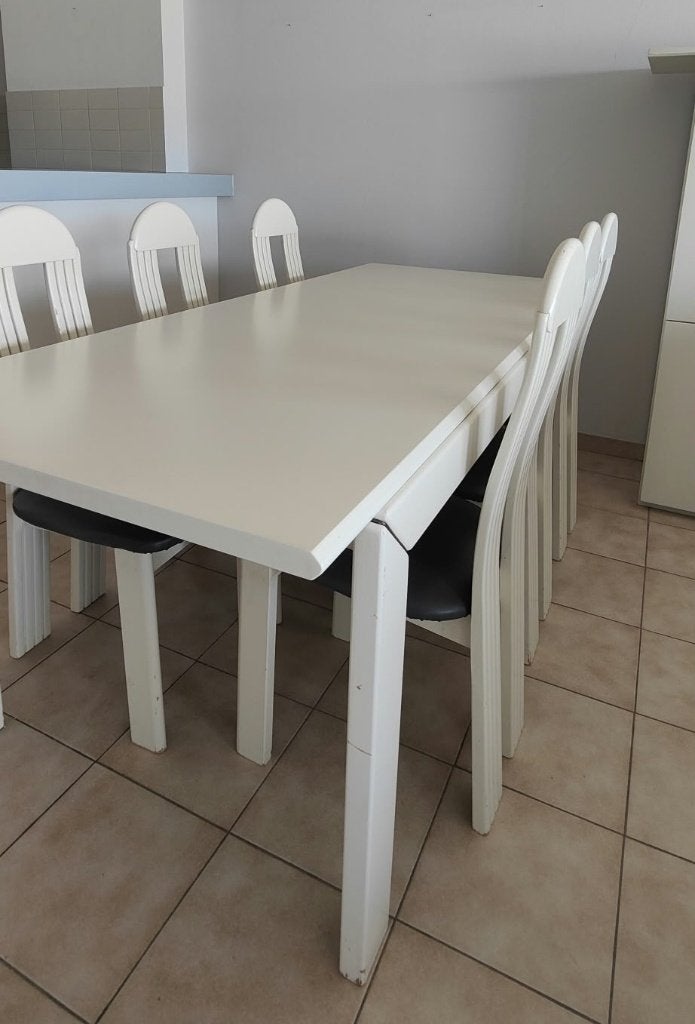Table à manger de 2 m avec 6 chaises, Maison & Meubles, 150 à 200 cm, Cinq personnes ou plus, Enlèvement, Utilisé