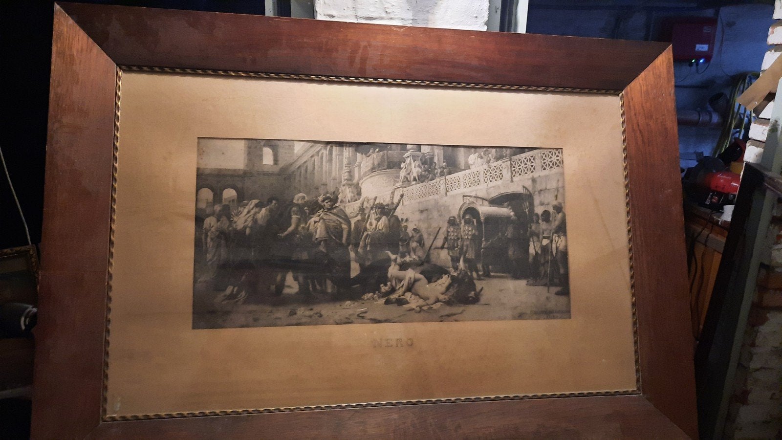Mooie prent keizer Nero, Antiek en Kunst, Ophalen, Lithografie, Ingelijst