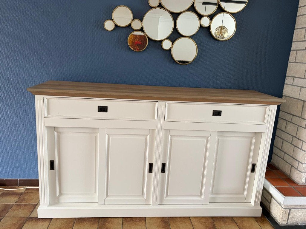 Mooie witte Dressoir Richmond, Huis en Inrichting, Ophalen, Eikenhout, Met lade(s), 200 cm of meer