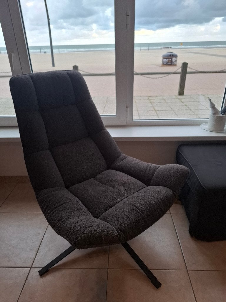 Fauteuil lounge pivotant gris anthracite., Maison & Meubles, 75 à 100 cm, Enlèvement, Utilisé, 50 à 75 cm