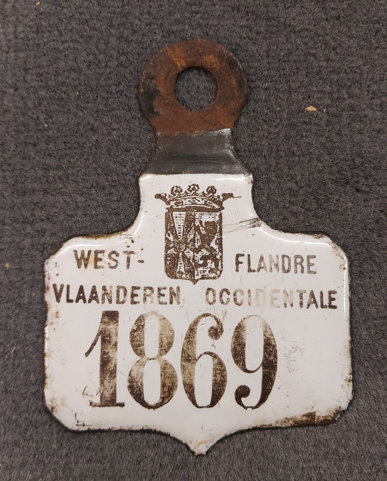 fietsplaat plaque de velo 1897 west vlaanderen, Enlèvement ou Envoi