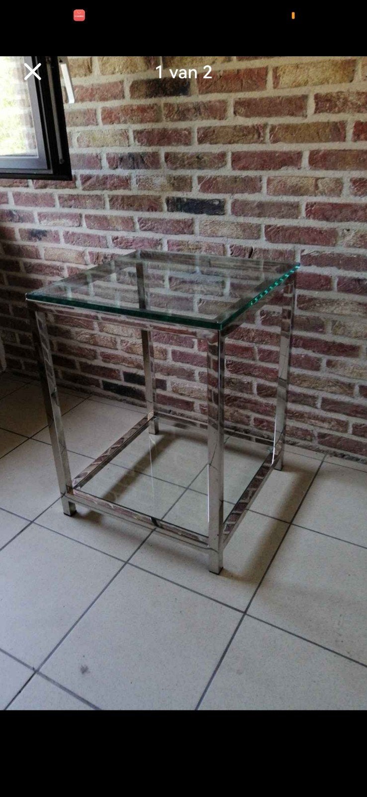 chroom en glazen bijzettafel, Ophalen