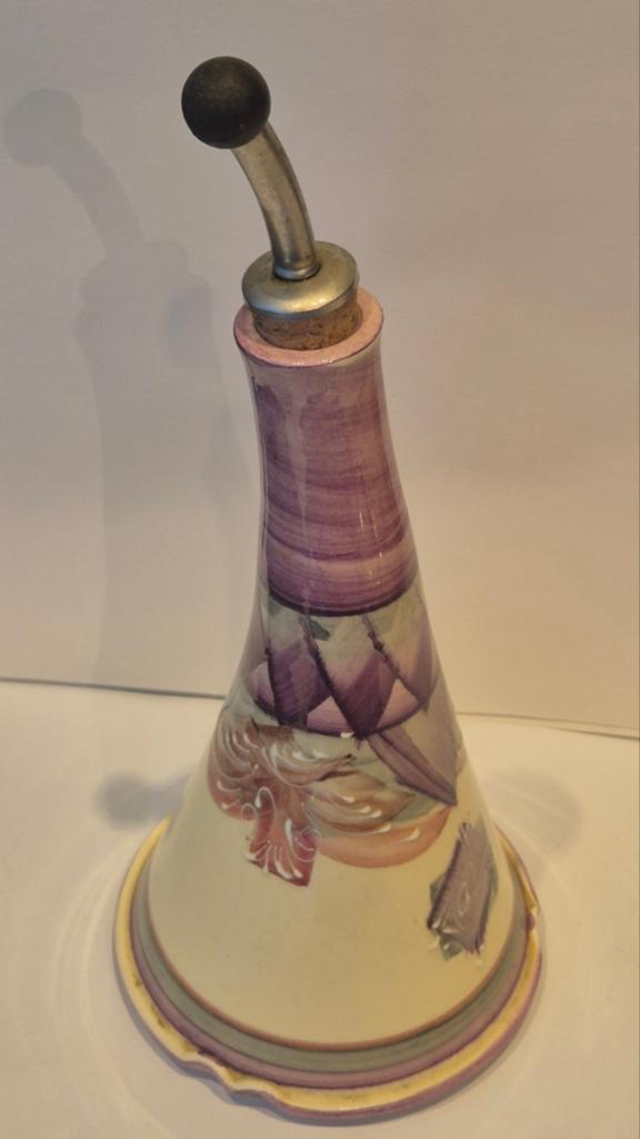 Vintage handbeschilderde keramieken olie-/azijnfles – decora, Antiek en Kunst, Ophalen of Verzenden