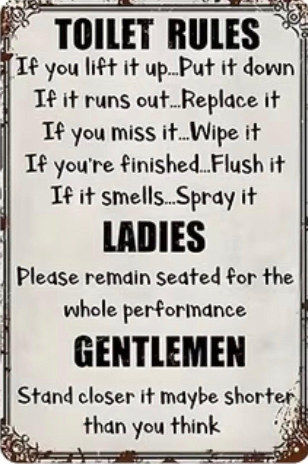 Panneau en bois Règles de toilette - rétro vintage mancave, Maison & Meubles, Accessoires pour la Maison | Tableaux à écrire & Proverbes