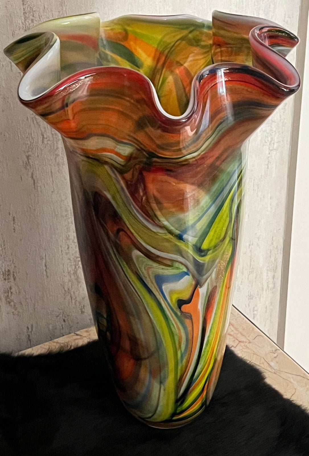 Murano vaas hoge,H:43 cm x B:27 cm,met Gouden glinsters, Antiek en Kunst, Ophalen
