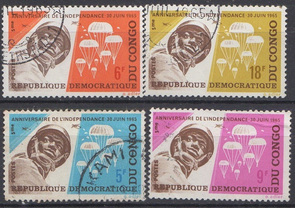 Democratische Rep. Congo - 5e verj. onafhankelijkheid - 1965, Ophalen of Verzenden, Gestempeld