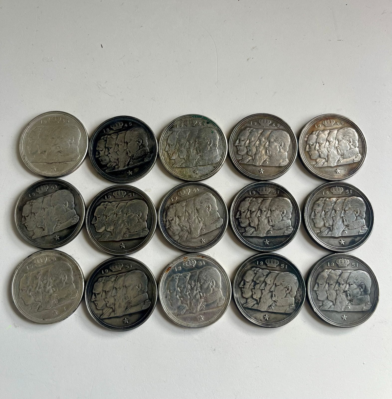 15 stuks 100 frank, zilver munt. vaste prijs 400 (E 1.4/g), Postzegels en Munten, Ophalen, Munten