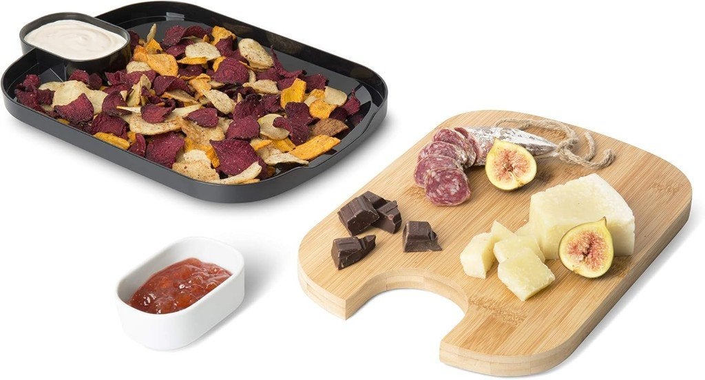 Nieuw | 3-in-1 Tapas Serveerplank, serveerschaal, Bamboe, Huis en Inrichting, Overige materialen, Serveerschaal, Met handvatten