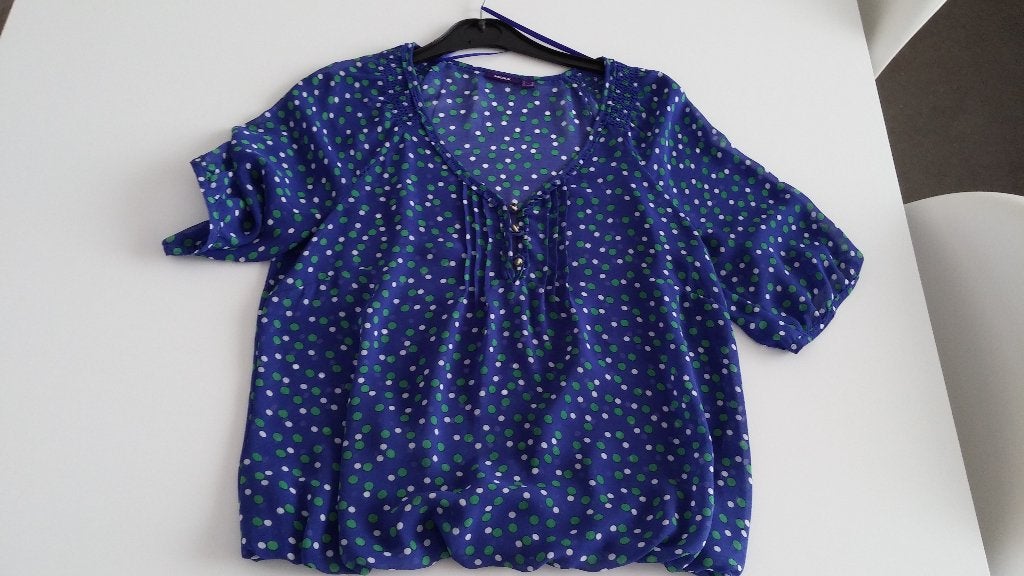 Blouse à pois bleu et blanc ESPRIT taille 36, Enlèvement ou Envoi, Taille 36 (S), Comme neuf, Bleu