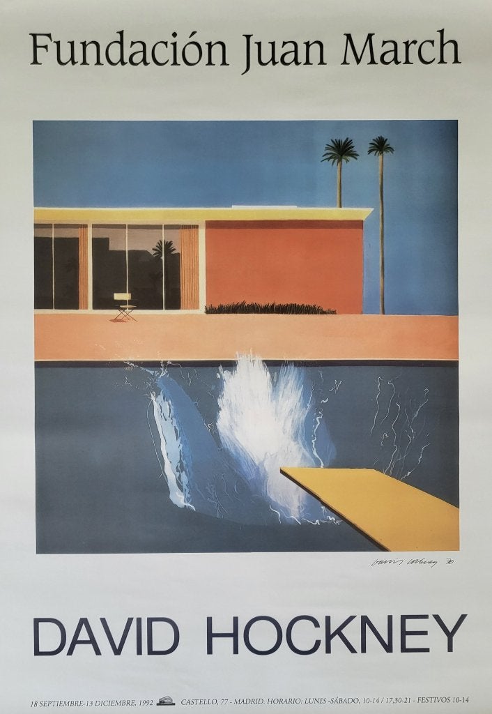 David Hockney - A bigger splash - Exhibitie-offset - 1992, Gesigneerd, Verzenden
