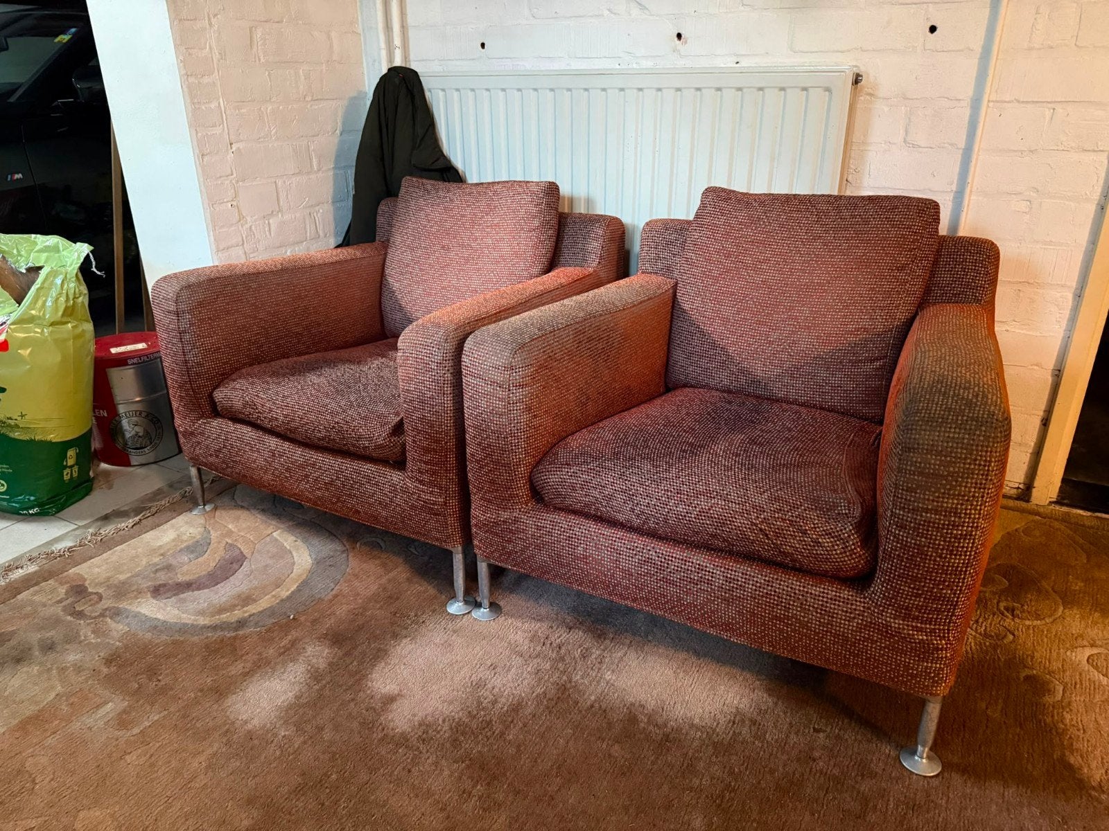2x B&B Italia fauteuil model Harry, Ophalen, Gebruikt, Twee, Bruin