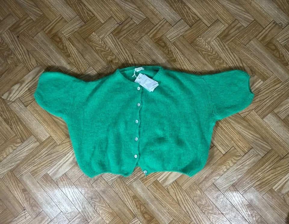 Cardigan Court Bellerina Paris Mohair & Laine - Vert Clair, Neuf, Taille 38/40 (M), Enlèvement ou Envoi, Vert