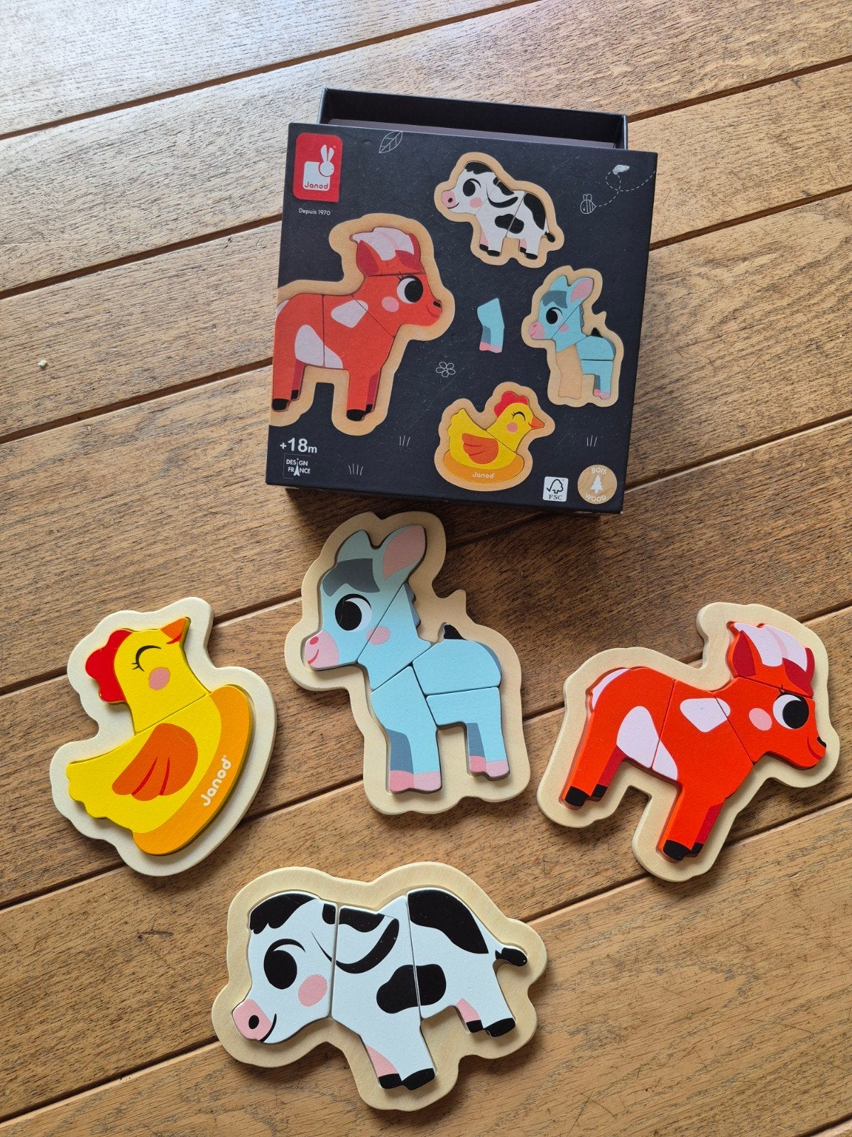 Houten dierenpuzzel Janod, Ophalen, Zo goed als nieuw, Van hout