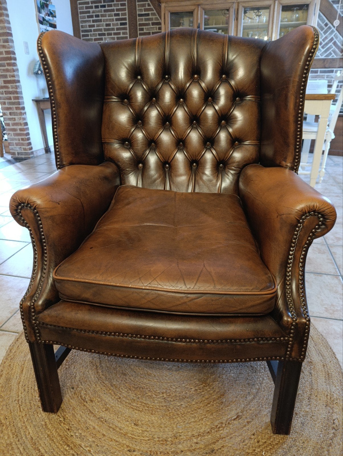Fauteuil style Chesterfield, Enlèvement, Utilisé, Cuir, 50 à 75 cm