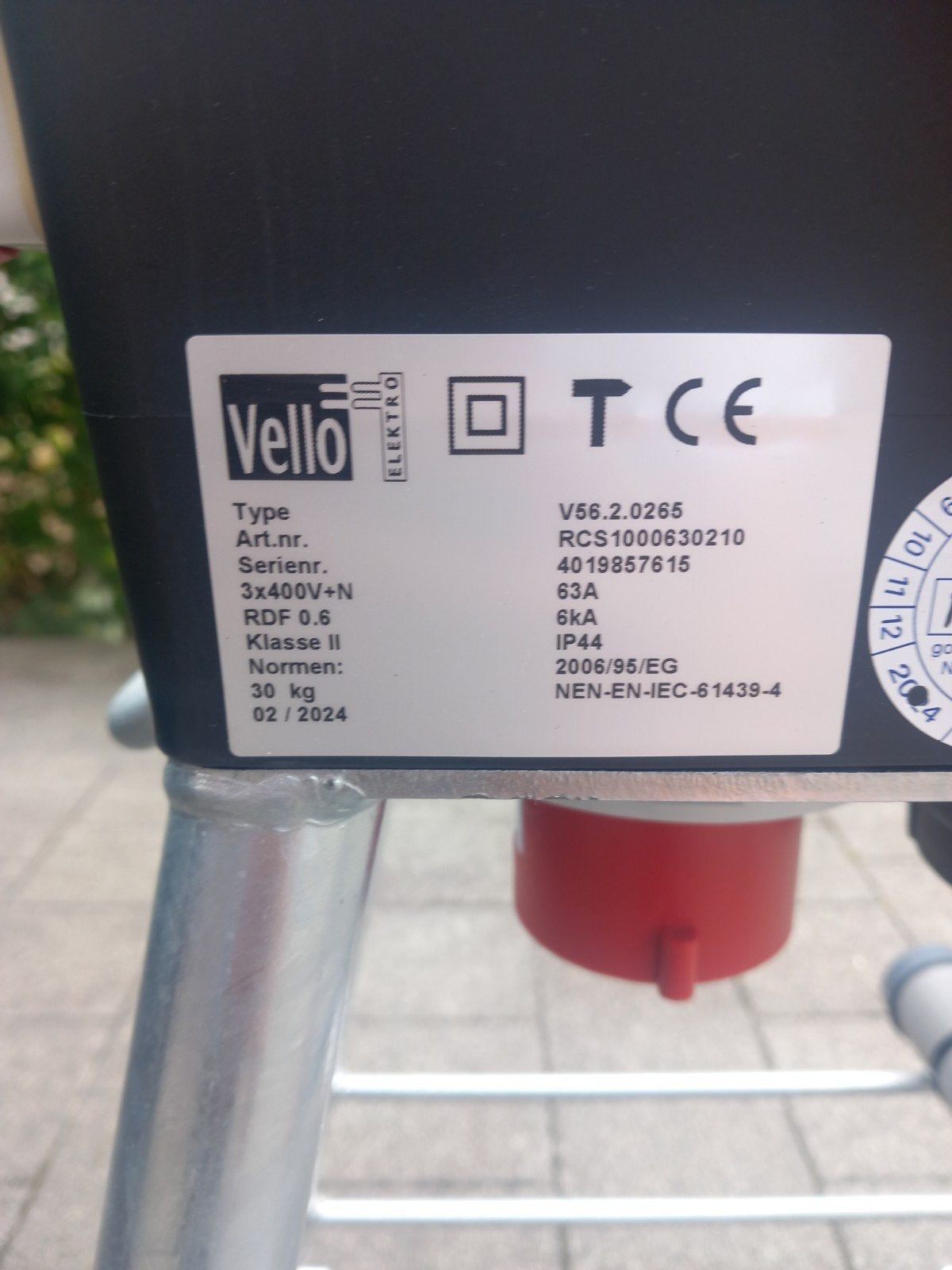 Vello 63A elektrische verdeelkast 400V – werfkast + kabel, Ophalen, Zo goed als nieuw