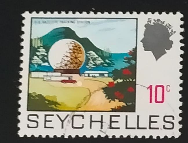 Seychelles 1969 - station de réception par satellite, Timbres & Monnaies, Timbres | Afrique, Envoi, Autres pays, Affranchi