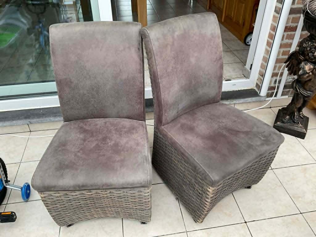 4 eetkamerstoelen, Ophalen, Gebruikt, Bruin, Riet of Rotan