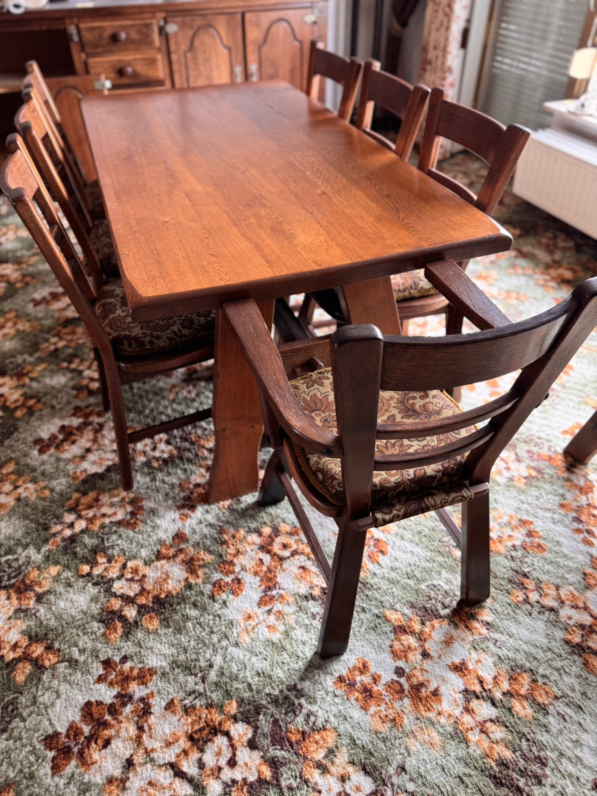 Eiken eettafel met stoelen, Huis en Inrichting, Ophalen