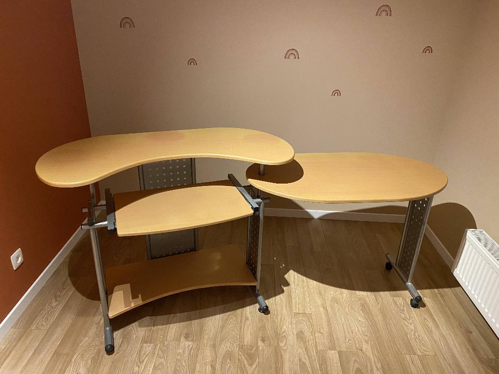 Bureau double étage à vendre, Maison & Meubles, Bureaux, Utilisé, Bureau duo, Panneau de particules ou MDF, Beige, Démontable