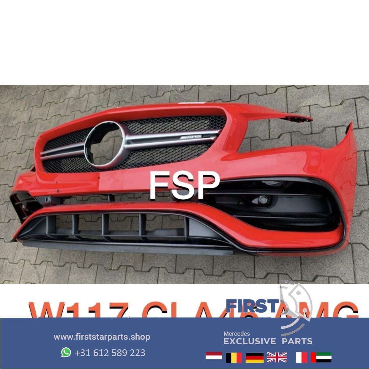 W117 FACELIFT CLA 45 AMG VOORBUMPER COMPLEET ROOD origineel, Gebruikt, -, Voor, Ophalen of Verzenden